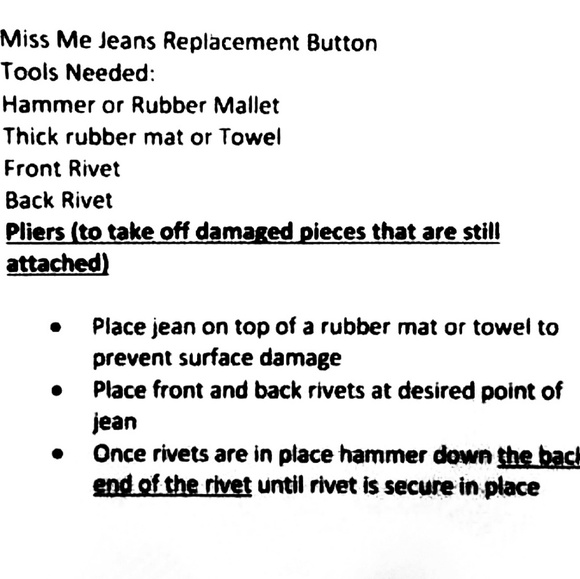 Authentic MISS ME jeans Replacement Button Rivets - Picture 2 of 2